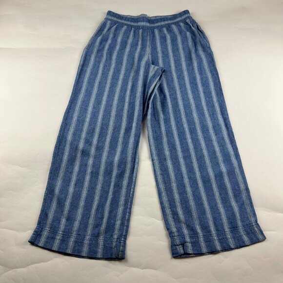 Old Navy Pants - Old Navy Bright Blue Striped Linen Blend High Rise Wide Leg Lounge Pant S